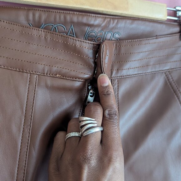 High Rise Wide Leg Vegan Leather Pant - Picture 3 of 6